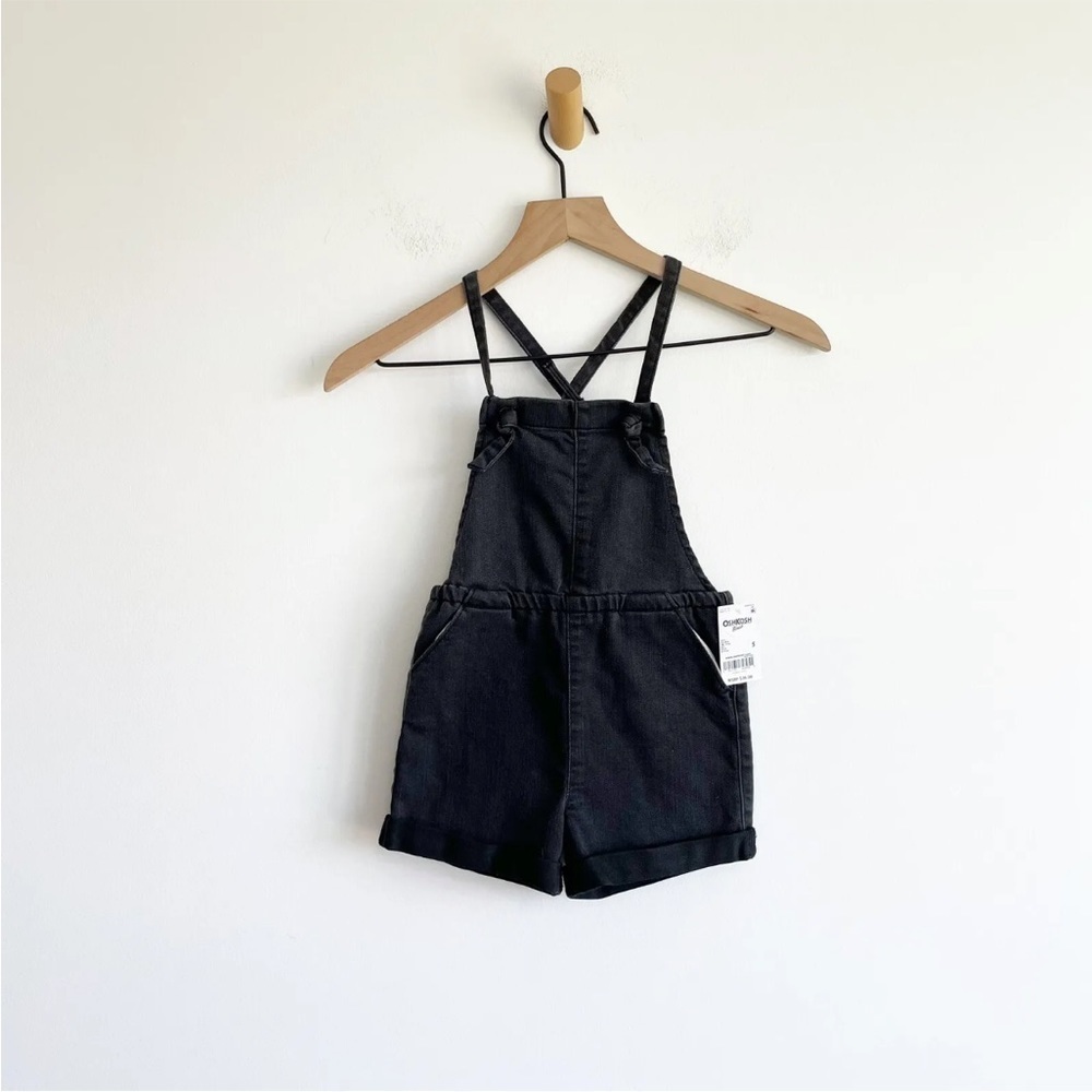 Oshkosh B'Gosh Vestbak Girls Faded Black Denim Jean Overalls Size 5 NWT
